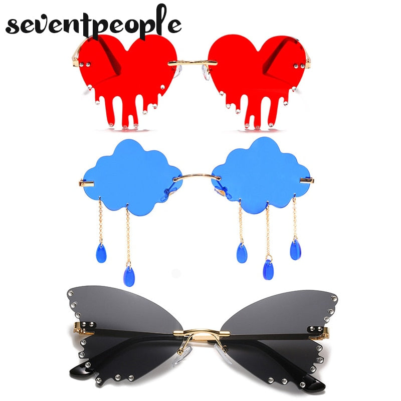 Fashion Butterfly Rimless Sunglasses